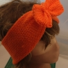 Ohrwärmer gestrickt /  Stirnband Orange mit Dekoschleife
