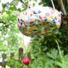 Mosaik Blumenampel Vogeltränke bunt 