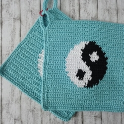 Topflappen YinYang türkis/weiß/schwarz