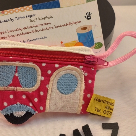 Wohnwagen W 7 Schlüsselanhänger Reißverschlusstasche Minibörse