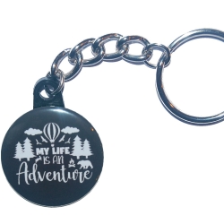 Schlüsselanhänger 25 mm Gliederkette u Ring Camping Camper Wald