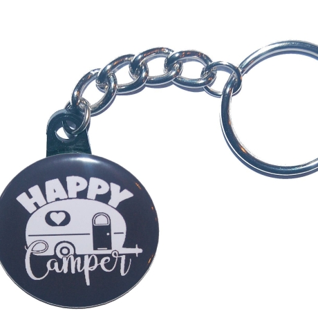 Schlüsselanhänger 25 mm Gliederkette u Ring Camping Camper WOMO