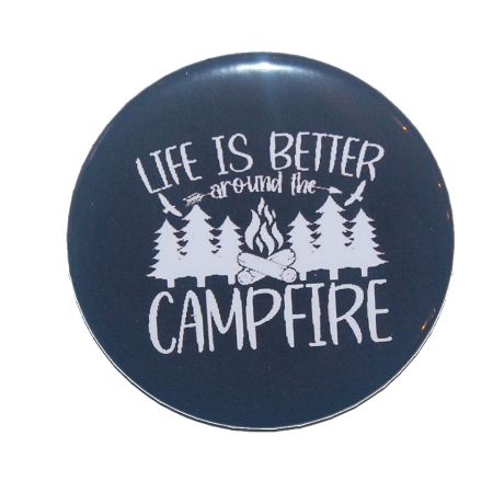 Button 50 mm mit Anstecknadel Spruch Camping Wald Wohnmobil