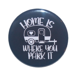 Button 50 mm mit Anstecknadel Spruch Camping Wald Wohnmobil