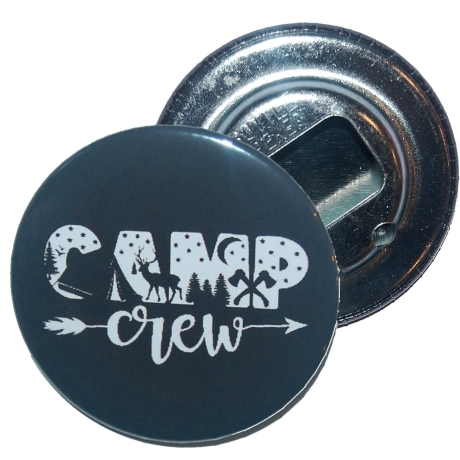 Flaschenöffner 59 mm Metall Spruch Camping Crew Wohnmobil
