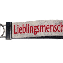Schlüsselanhänger Schlüsselband Wollfilz kurz - Lieblingsmensch