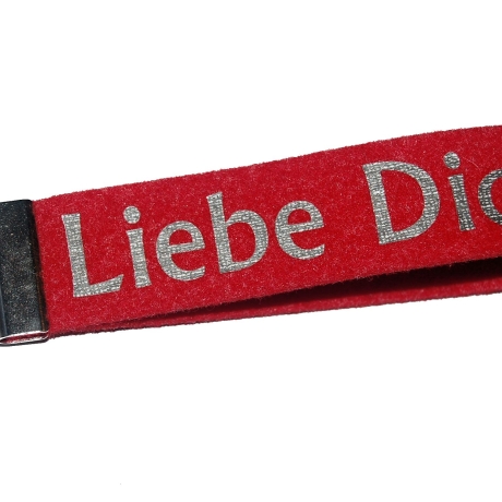 Schlüsselanhänger Schlüsselband Wollfilz kurz - Liebe Dich