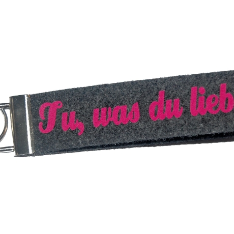 Schlüsselanhänger Schlüsselband Wollfilz kurz - Tu, was du liebst