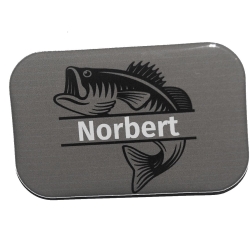 Namensschild Name personalisiert eckig Angler angeln Hobby 