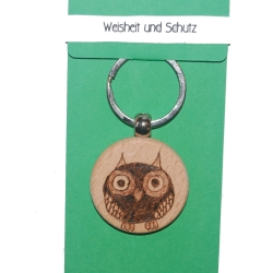 Eule Schlüsselanhänger Brandmalerei Natur Mystik