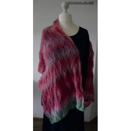 Schaltuch - Lochmuster - handgestrickt - Farbverlauf
