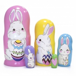 Matroschka Hasen, Handarbeit, 5-er Set, 15 cm, neu