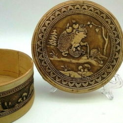 Handgearbeitete Birkenrinden-Dose mit Deckel, neu