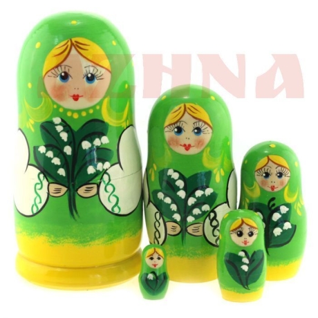 5-er Matroschka hellgrün 15 cm, # DZ 403