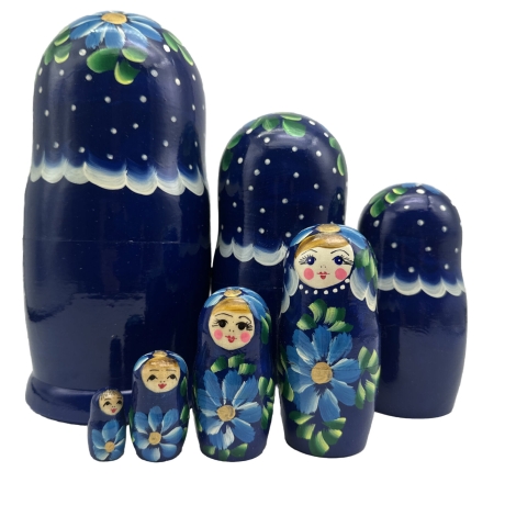 7-er Matroschka grün-blau, 21 cm, # DZ 403
