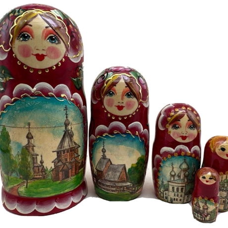 5-er Matroschka Kirchen, 18 cm, # DZ 406