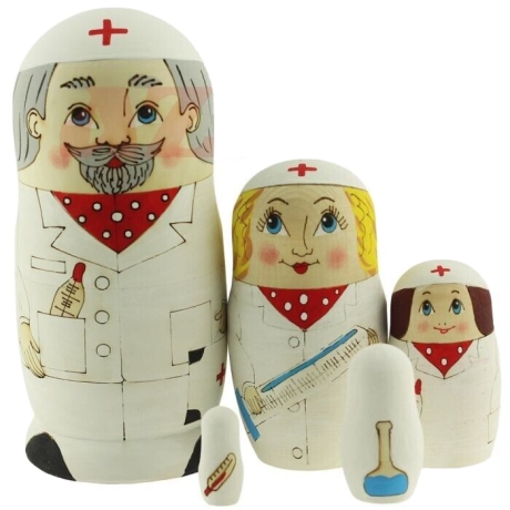 5-er Matroschka Arzt/Schwestern, 15 cm, # DZ 407