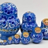 10-er Matroschka Blumen, blau, 14,5 cm, # DZ 410, neu