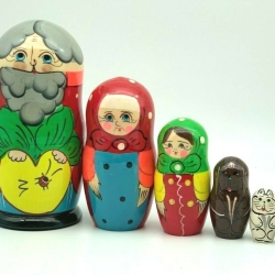 5-er Matroschka Märchen REPKA, 16 cm, # DZ 414, Holz, neu