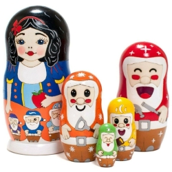 5-er Matroschka Märchen Schneewittchen 15 cm, Holz, neu