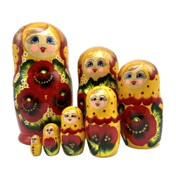 7-er Matroschka rot-gelb, 21 cm, # DZ 438