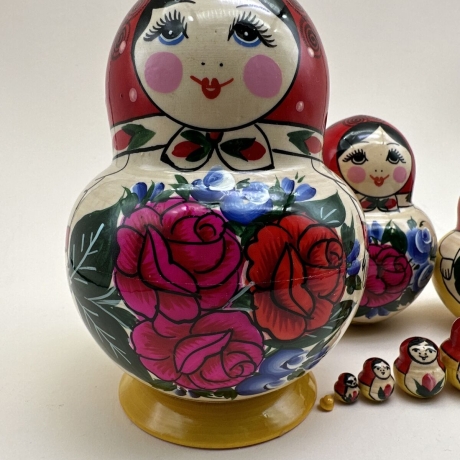 10-er Matroschka Blumen, 15 cm, # DZ 444, neu