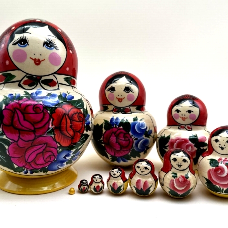 10-er Matroschka Blumen, 15 cm, # DZ 444, neu