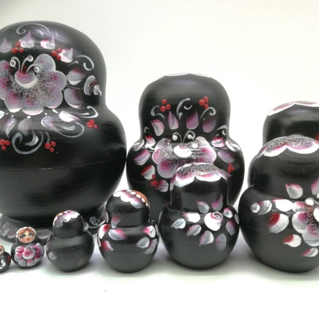 10-er Matroschka braun-weiß, 15 cm, # DZ 445