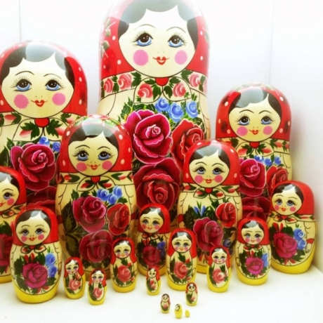 20-er Matroschka Semenova klassisch, 36 cm (!), Holz, neu