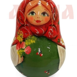 Stehaufpuppe Holz Blumen mit Glöckchen, 10 cm, bunt