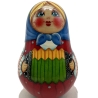 Stehaufpuppe Holz mit Glöckchen, 10 cm, bunt