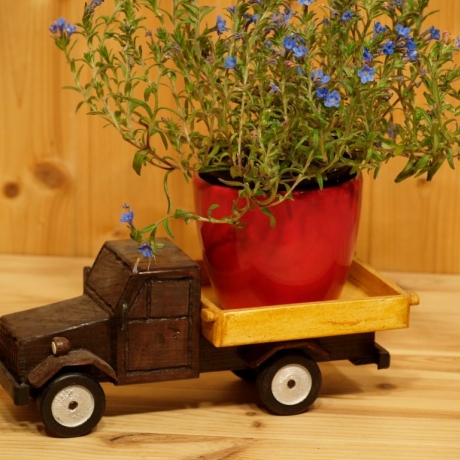 Deko-Lastwagen aus Holz, dunkelbraun/eiche