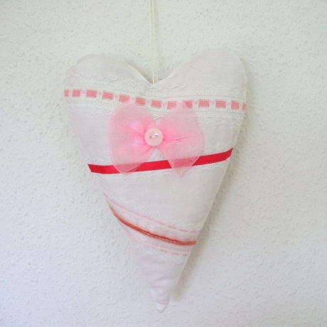 Deko-Herz♥WEISS-ROSA♥Shabby-chic-Style♥von Hobbyhaus