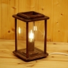Tischlampe aus Holz, elektrisch, Laterne, dunkelbraun, rustikal