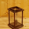 Tischlampe aus Holz, elektrisch, Laterne, dunkelbraun, rustikal
