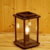 Tischlampe aus Holz, elektrisch, Laterne, dunkelbraun, rustikal