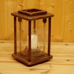 Dekolampe, Laterne, braun, rustikal, graviert mit Leopard Dekolampe, Laterne, braun, rustikal, graviert mit Leopard