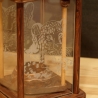 Dekolampe, Laterne, braun, rustikal, graviert mit Leopard