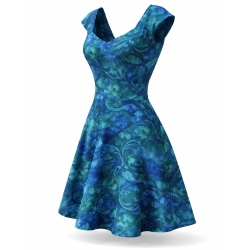 Blaues Boho-Kleid mit Batik-Design