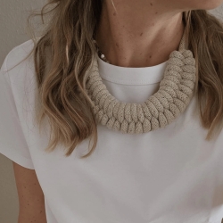 Statementkette beige leo Knoten Skandi boho Baumwolle nachhaltig