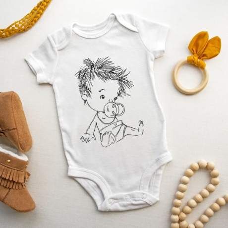 Baby Stickdatei – Baby mit Schnuller für liebevolle Nähprojekte