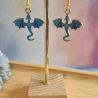 Emaillierte Drachen Ohrringe – Fantasy Schmuck in Blau & Gold