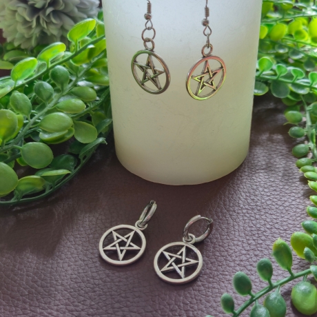 Pentagramm Ohrringe – Gothic Hoop Creolen oder Hängeohrringe