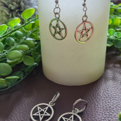 Pentagramm Ohrringe – Gothic Hoop Creolen oder Hängeohrringe