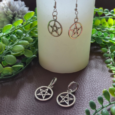 Pentagramm Ohrringe – Gothic Hoop Creolen oder Hängeohrringe