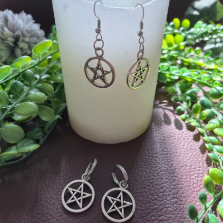 Pentagramm Ohrringe – Gothic Hoop Creolen oder Hängeohrringe