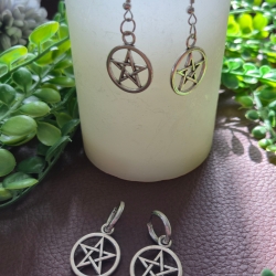 Pentagramm Ohrringe – Gothic Hoop Creolen oder Hängeohrringe