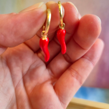 Handgemachte Chili Ohrringe – farbenfroher Sommer Schmuck