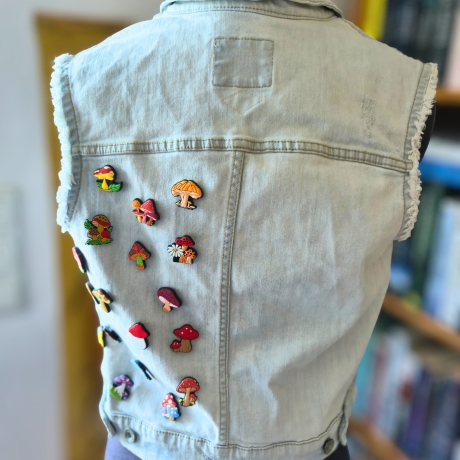 Handmade Jeansweste Gr.S Upcycling Fairy Festival Rave Psy Look 