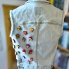 Handmade Jeansweste Gr.S Upcycling Fairy Festival Rave Psy Look 